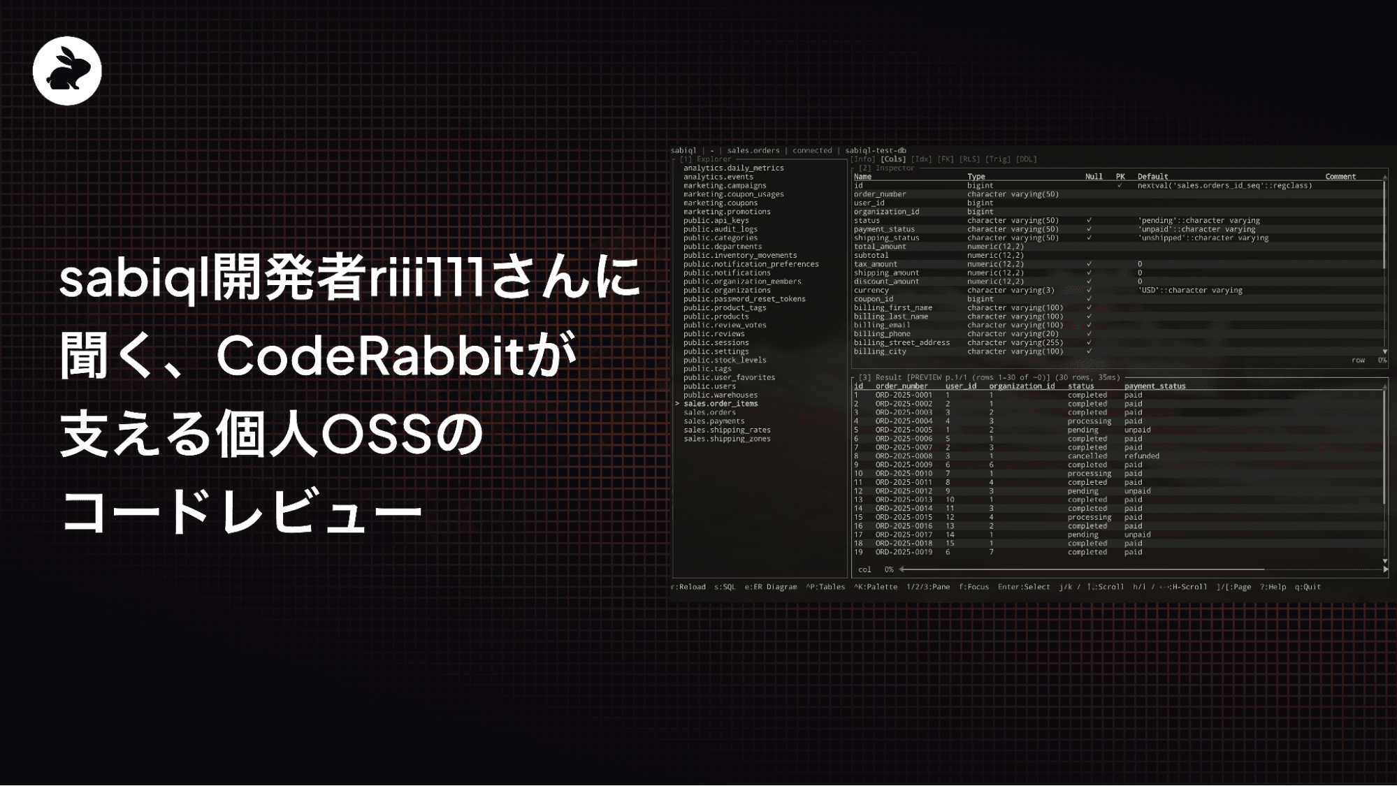 sabiql開発者riii111さんに聞く、CodeRabbitが支える個人OSSのコードレビュー