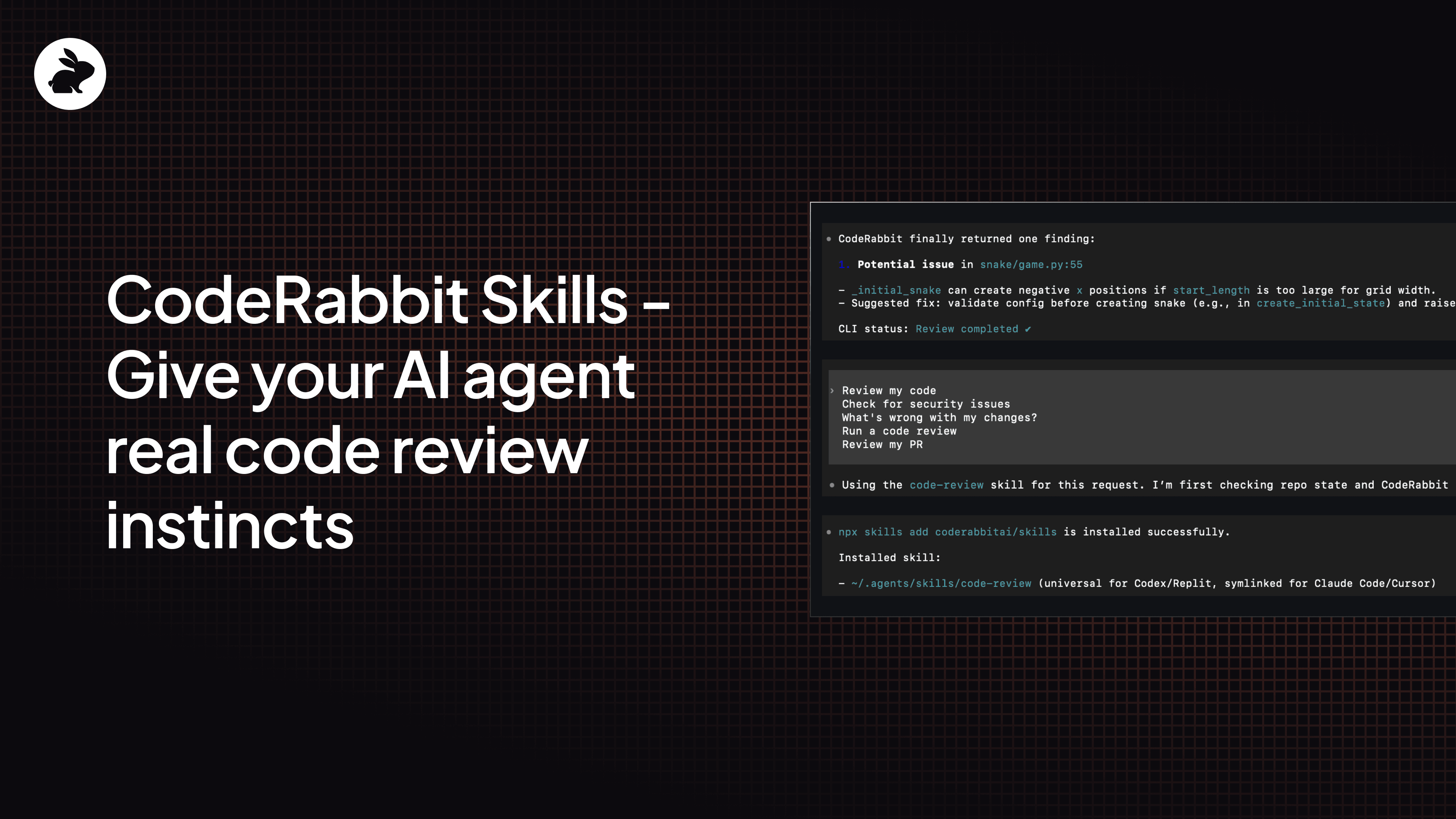 CodeRabbit Skills: give your AI agent code review instincts