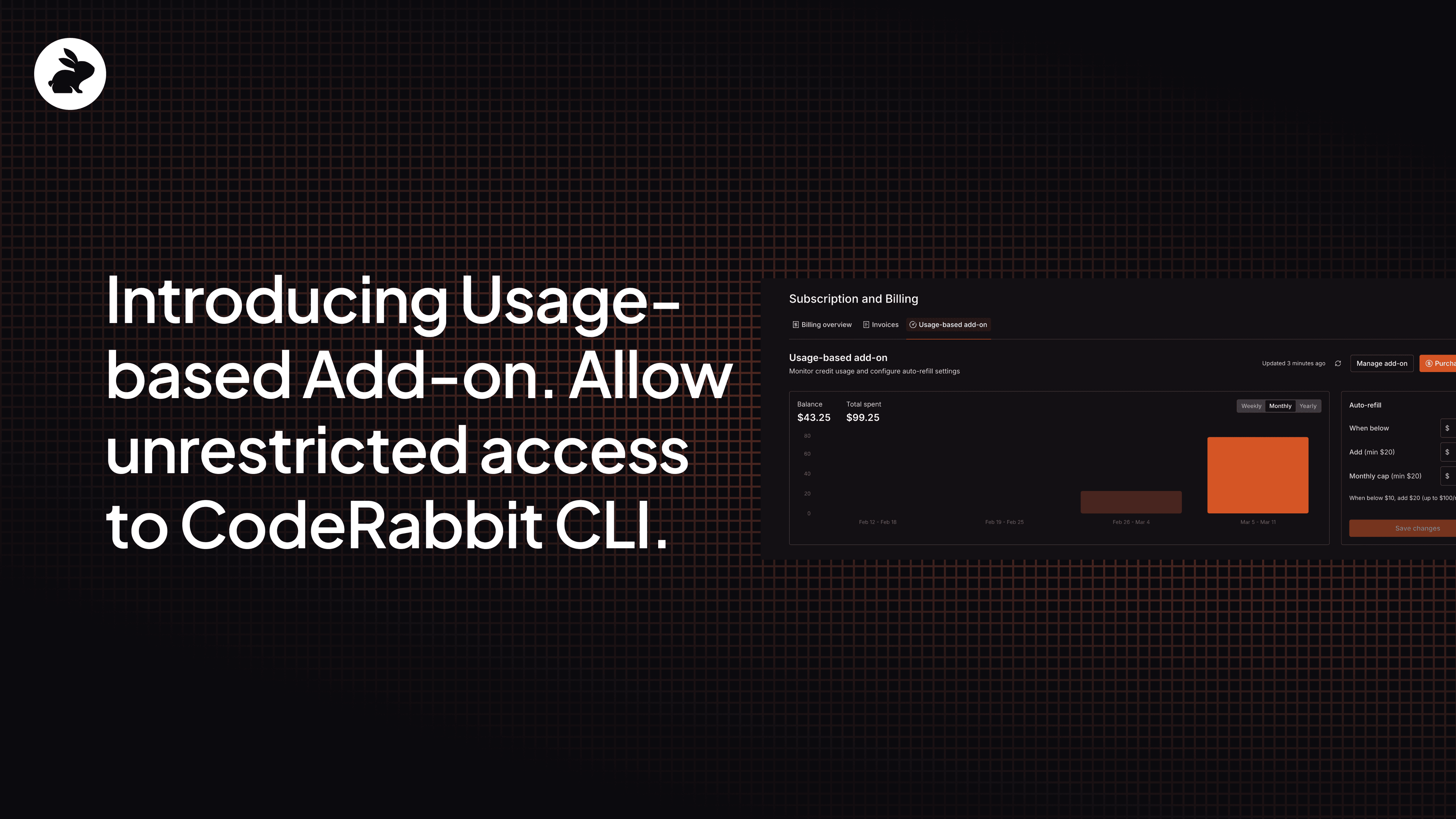 Introducing usage-based add-on. Allow unrestricted access to CodeRabbit CLI through agentic coding loops.