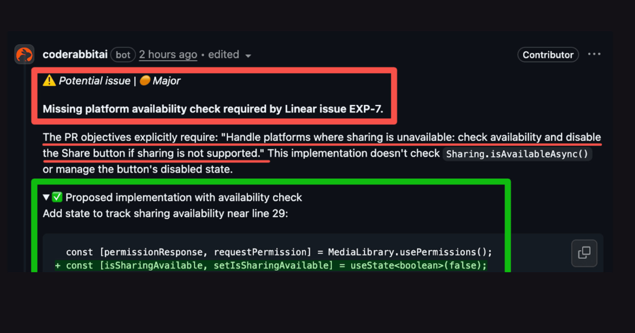 Missing platform availability check required by Linear