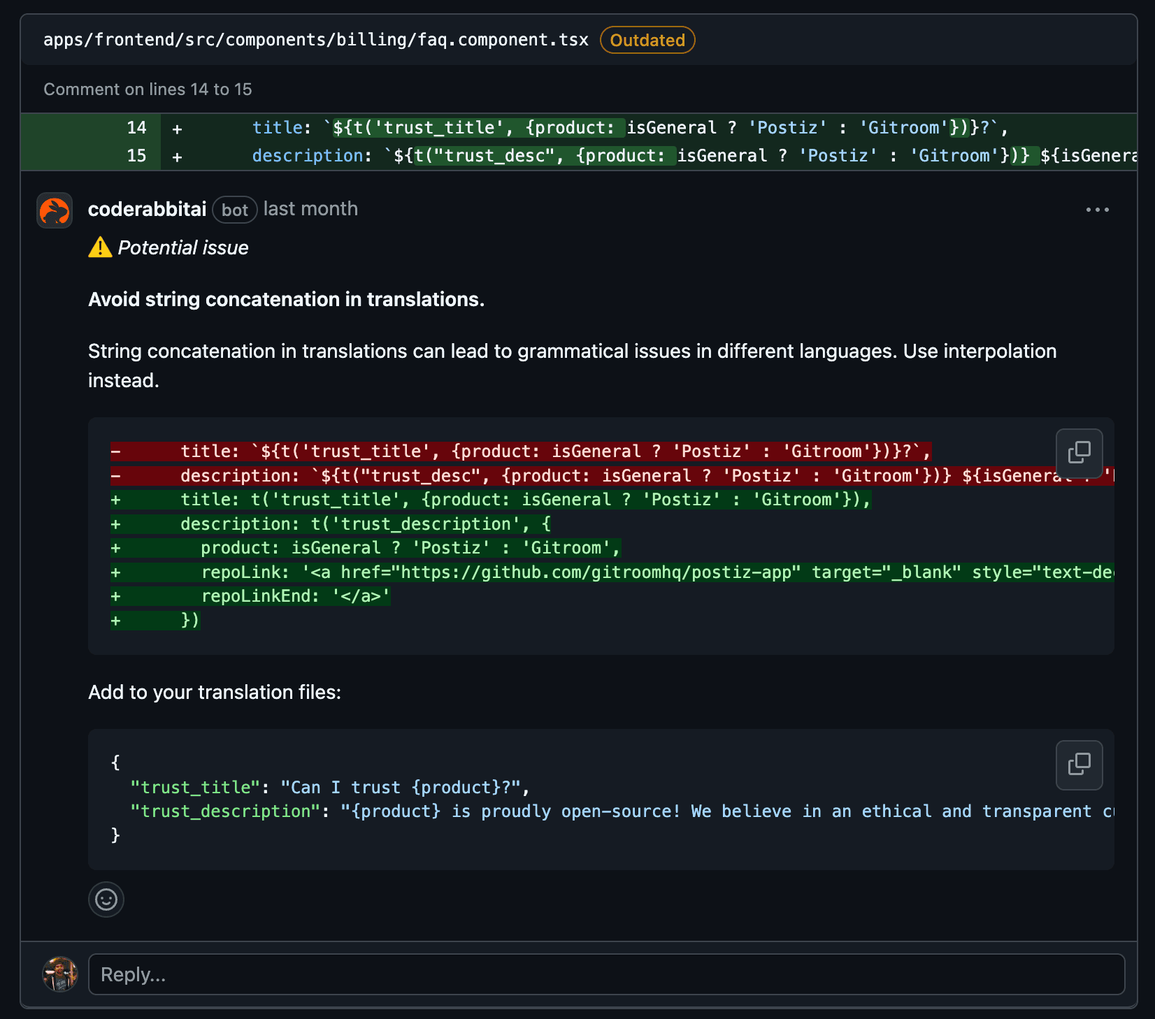 CodeRabbitで翻訳機能に取り組む開発者