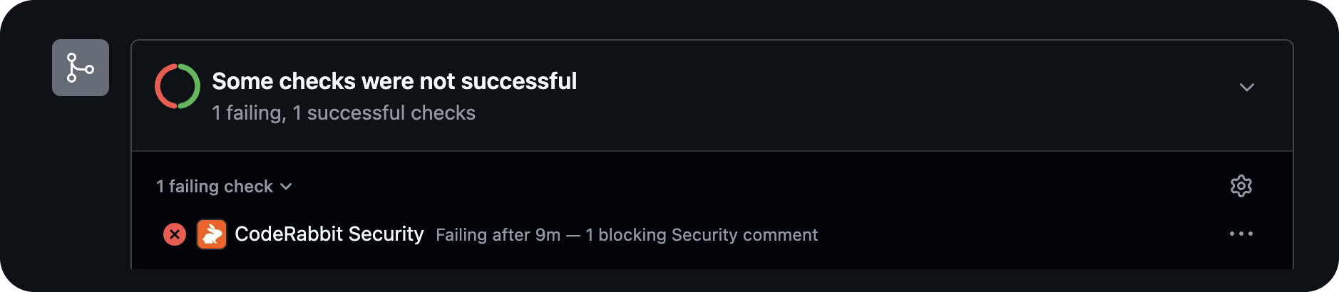 マージを阻止する検出結果と検証済みの修正を示す CodeRabbit Security チェック