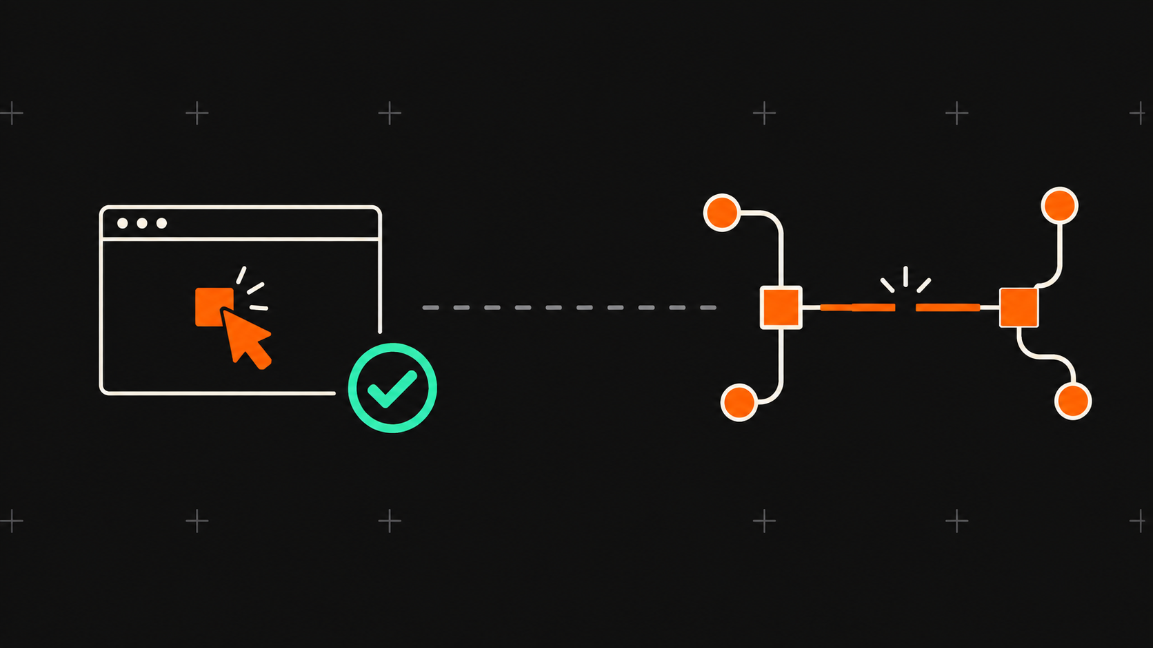 Conceptual illustration of a successful click beside an incomplete circuit, showing that a working interaction does not establish a completed task.